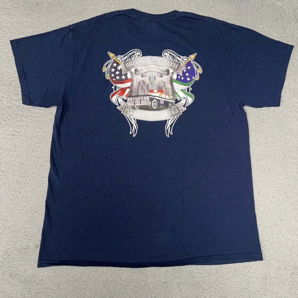 NYPD Brooklyn North Housing Police PSA 3 T Shirt Men's Size L Blue 2-Sided Tee